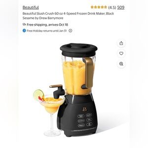 Drew Barrymore Beautiful Slush Crush Frozen Drink Maker in Black